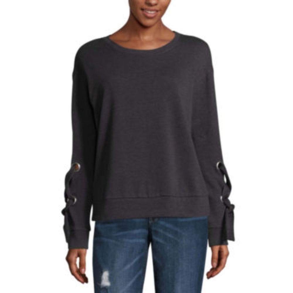 Lace Up Sleeve Sweatshirt Size M